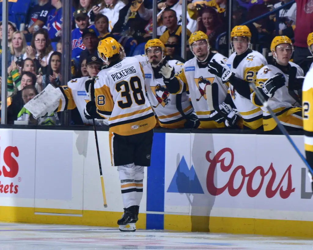 Owen Pickering celebrates a goal. Photo Credit: Brett Blum, Wilkes-Barre/Scranton Penguins