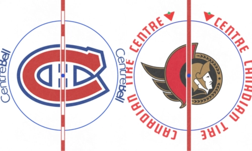 Canadiens center ice Logo (left) and Senators center ice Logo (right)