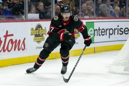 Former Vancouver Canucks forward Zack MacEwen with the Ottawa Senators.