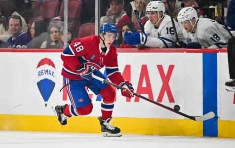 Lane Hutson of the Montreal Canadiens. Lane Hutson of the Montreal Canadiens.