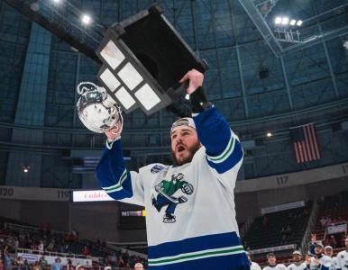 Sammy Blais hoisting the Calder Cup with the Abbotsford Canucks. Sammy Blais hoisting the Calder Cup with the Abbotsford Canucks.