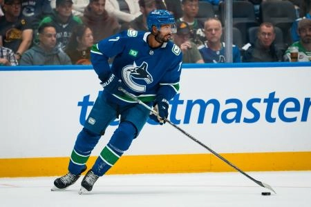 Vancouver Canucks defenseman Pierre-Olivier Joseph. Vancouver Canucks defenseman Pierre-Olivier Joseph.