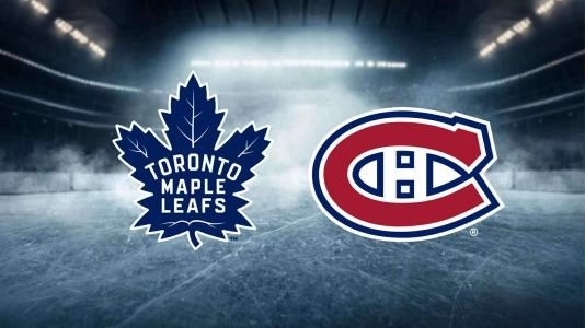 Photo of Toronto Maple Leafs Logo (left) Canadiens Logo (right) Photo of Toronto Maple Leafs Logo (left) Canadiens Logo (right)