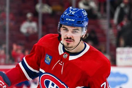 Jan 23, 2024; Montreal, Quebec, CAN; Montreal Canadiens defenseman Arber Xhekaj (72) looks on at his first game back after being recalled from the AHL during a warm-up before the game against the Ottawa Senators at Bell Centre. Mandatory Credit: David Kirouac-Imagn Images Jan 23, 2024; Montreal, Quebec, CAN; Montreal Canadiens defenseman Arber Xhekaj (72) looks on at his first game back after being recalled from the AHL during a warm-up before the game against the Ottawa Senators at Bell Centre. Mandatory Credit: David Kirouac-Imagn Images