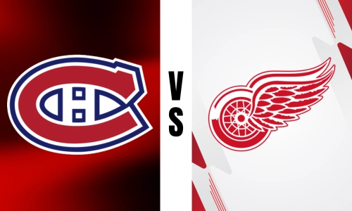 Montreal Canadiens logo (left) Red Wings logo (right)