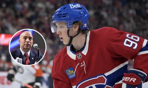 Canadiens prospect Vinzenz Rohrer (right) Kent Hughes (right) Canadiens prospect Vinzenz Rohrer (right) Kent Hughes (right)