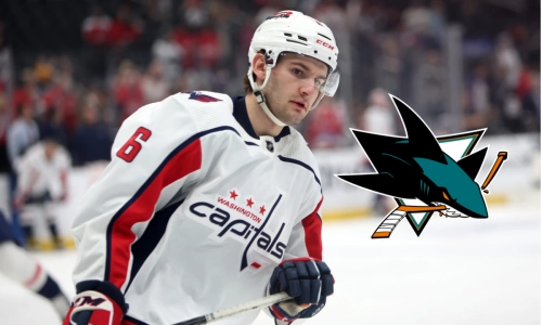 Vincent Iorio (left) San Jose Sharks logo (right)
