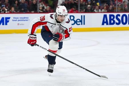 Dec 7, 2024; Montreal, Quebec, CAN; Washington Capitals center Hendrix Lapierre (29) skates towards the play against the Montreal Canadiens during the first period at Bell Centre. Mandatory Credit: David Kirouac-Imagn Images Dec 7, 2024; Montreal, Quebec, CAN; Washington Capitals center Hendrix Lapierre (29) skates towards the play against the Montreal Canadiens during the first period at Bell Centre. Mandatory Credit: David Kirouac-Imagn Images