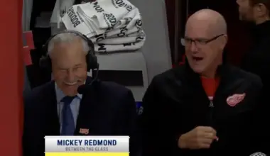 Unexpected scene involving Red Wings' Mickey Redmond between the benches at 77-years-old