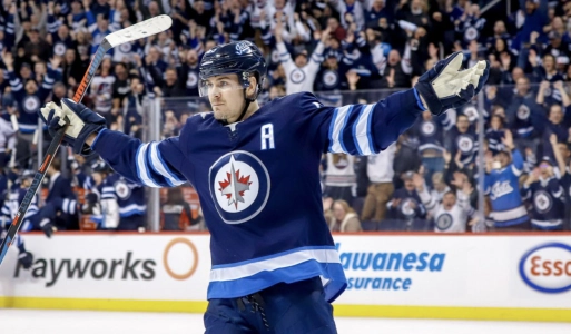 Jets' Mark Scheifele celebrates a goal