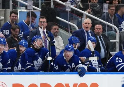 Oct 18, 2025; Toronto, Ontario, CAN; Toronto Maple Leafs head coach Craig Berube watches the play against the Seattle Kraken during the second period at Scotiabank Arena. Mandatory Credit: Nick Turchiaro-Imagn Images Oct 18, 2025; Toronto, Ontario, CAN; Toronto Maple Leafs head coach Craig Berube watches the play against the Seattle Kraken during the second period at Scotiabank Arena. Mandatory Credit: Nick Turchiaro-Imagn Images