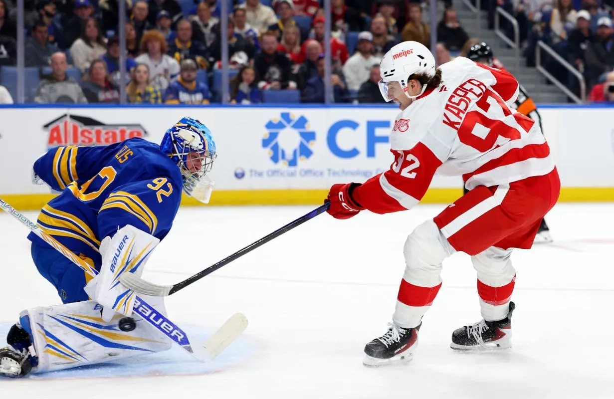 Red Wings' five-game win streak snapped after running into unknown goaltender in Buffalo Wednesday