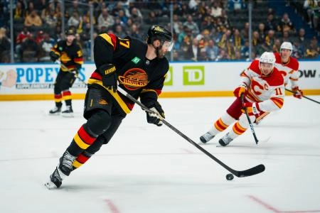 Vancouver Canucks defenseman Derek Forbort. Vancouver Canucks defenseman Derek Forbort.