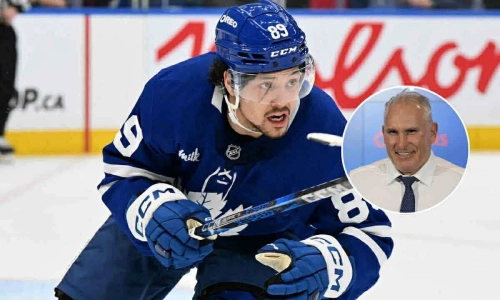 Jan 16, 2025; Toronto, Ontario, CAN; Toronto Maple Leafs forward Nick Robertson (89) pursues the play against the New Jersey Devils in the third period at Scotiabank Arena. Mandatory Credit: Dan Hamilton-Imagn Images Jan 16, 2025; Toronto, Ontario, CAN; Toronto Maple Leafs forward Nick Robertson (89) pursues the play against the New Jersey Devils in the third period at Scotiabank Arena. Mandatory Credit: Dan Hamilton-Imagn Images