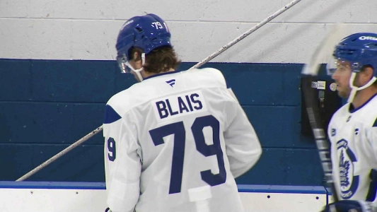 Toronto Maple Leafs forward Sammy Blais takes part in a team practice. Toronto Maple Leafs forward Sammy Blais takes part in a team practice.