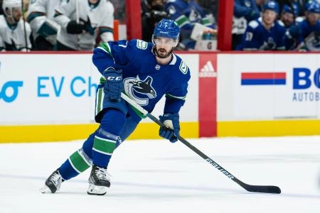 Nic Petan with the Vancouver Canucks. Nic Petan with the Vancouver Canucks.