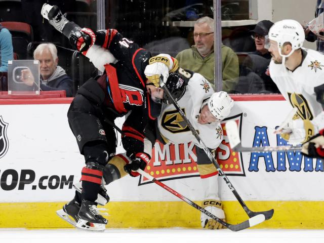 Eichel's 2 late goals help Vegas Golden Knights beat Carolina Hurricanes 6-3 :: WRALSportsFan.com