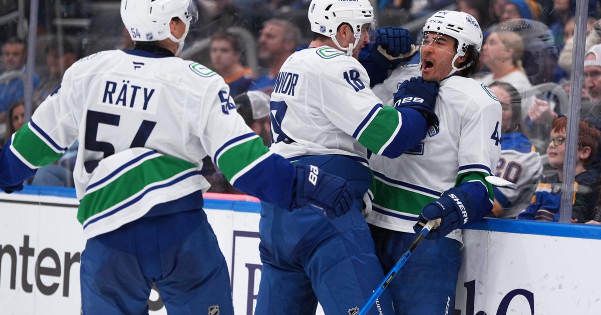 Sherwood has hat trick, DeBrusk scores in shootout as Canucks beat Blues 4-3 | Sports