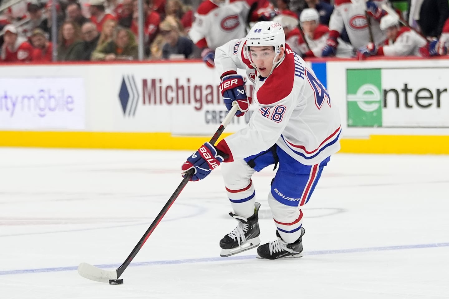 Lane Hutson, who played collegiately at Boston University, signed an eight-year contract extension with the Montreal Canadiens. 