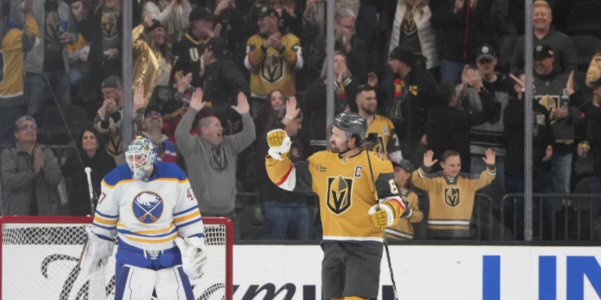 Laczynski gets 1st goal of season, Hill has 23 saves as Golden Knights beat Sabres 3-1