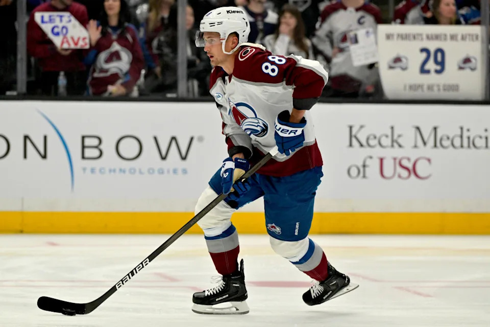 Colorado Avalanche center Martin Necas (88) warms up before a game.Jayne Kamin-Oncea-Imagn Images