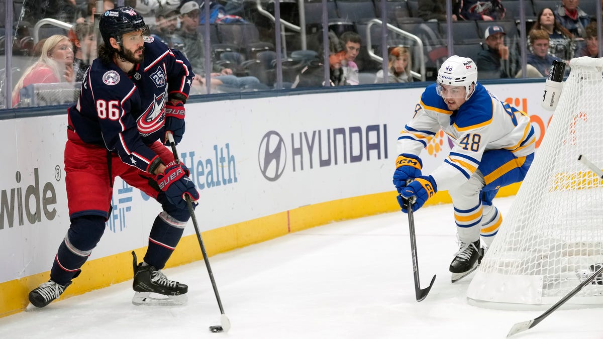 Miles Wood returns for Columbus Blue Jackets at Buffalo Sabres