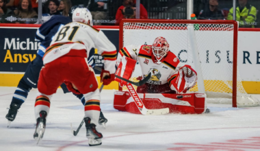 Griffins goalie Postava wins home debut; Spartans top Terriers