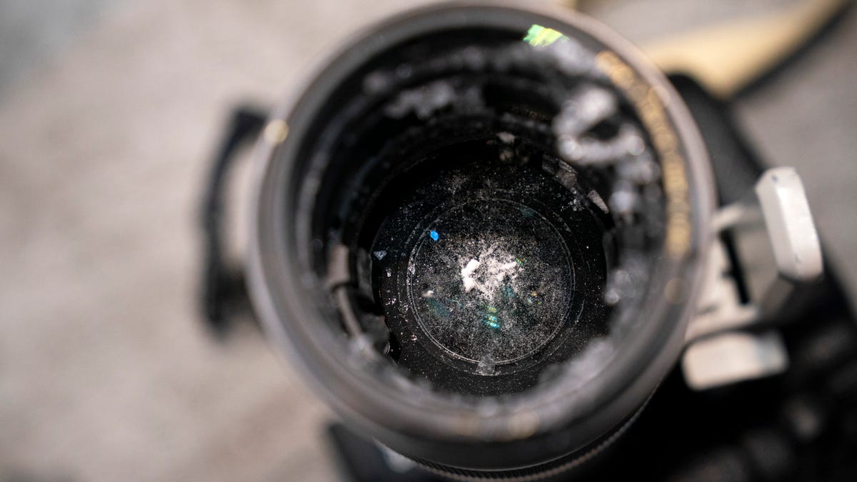 Nashville Predators game puck destroyed camera lens against Lightning