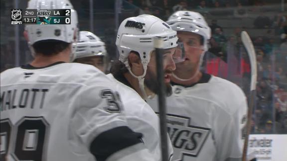 Kings blow 3-goal lead but Clarke scores late to beat Sharks 4-3