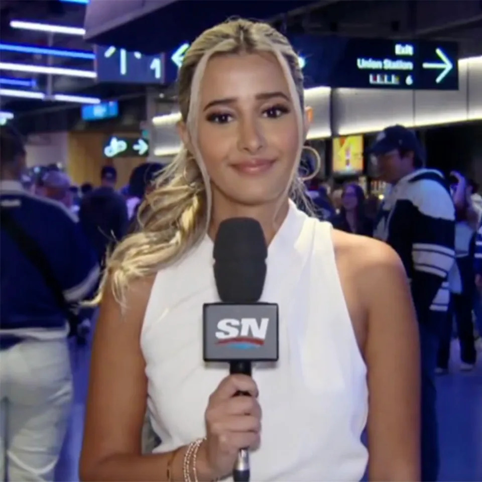 SportsNet NHL reporter Anna Dua before the Rangers-Maples Leafs game at Scotiabank Arena on October 16, 2025. X/Anna Dua