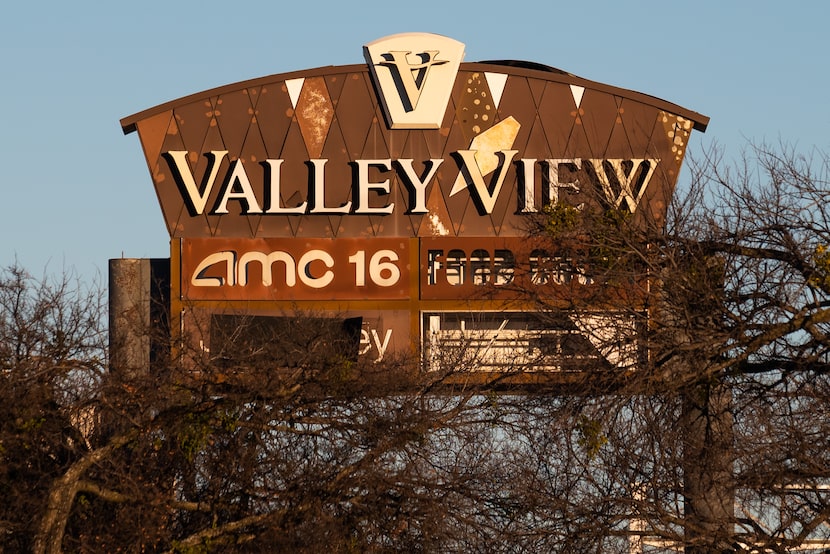 Old signage for Valley View Mall stands at the former location in North Dallas, on Monday,...