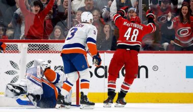 Hurricanes score early, often in 6-2 win over Islanders