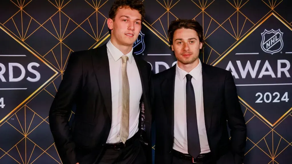 Brothers Luke and Quinn Hughes spotted together before the 2024 NHL Awards. (Bruce Bennett/Getty Images