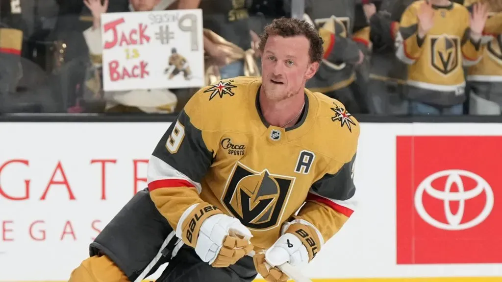 Jack Eichel skates in warmups