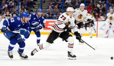 Chicago Blackhawks left wing Lukas Reichel in action