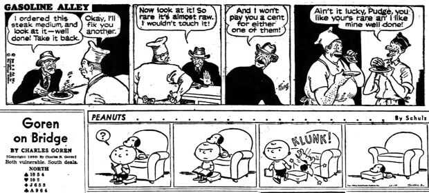 The first "Peanuts" comic strip to appear in the Chicago Tribune was published on Oct. 10, 1950. (Chicago Tribune)