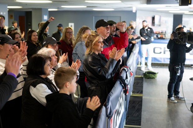 White Sox fans cheer as Chicago Sports Network hosts Chuck...