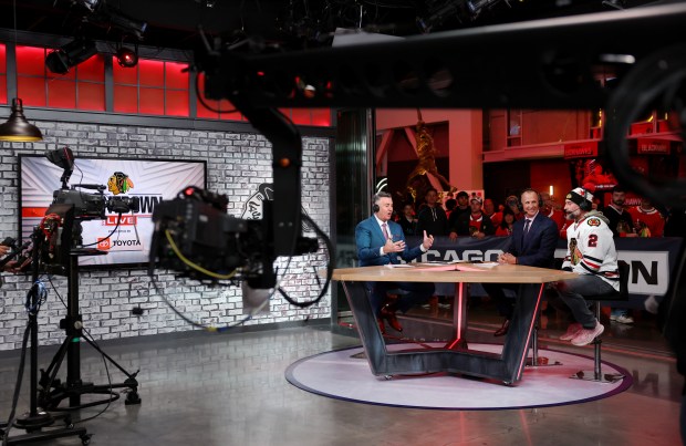 The Blackhawks Countdown Live in-studio team of Pat Boyle and...