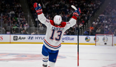 Cole Caufield skating for the Montreal Canadiens
