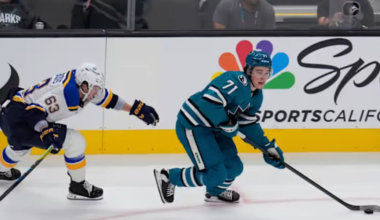 Macklin Celebrini #71 skating for the San Jose Sharks