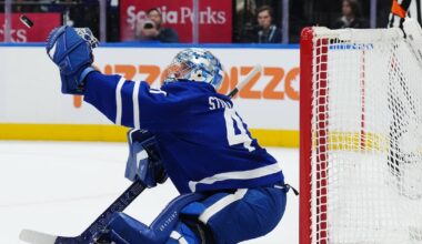 Anthony Stolarz shines, including without his mask, for Toronto Maple Leafs in OT victory