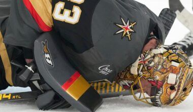 Vegas Golden Knights goalie Adin Hill leaves game in first period with injury