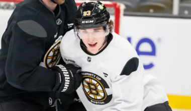 Fraser Minten #93 practicing with the Boston Bruins