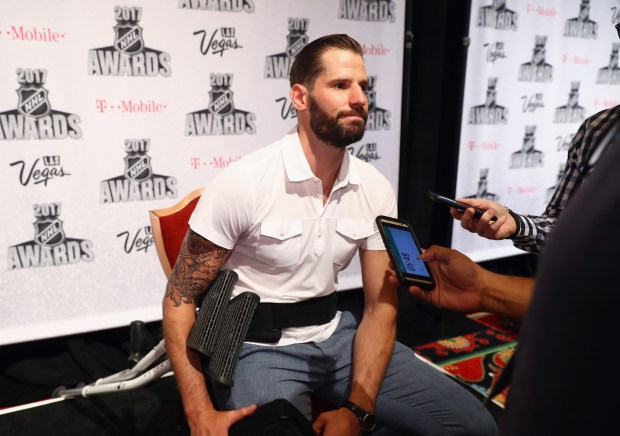 Ryan Kesler of the Anaheim Ducks is interviewed during media availability for the 2017 NHL Awards at Encore Las Vegas on June 20, 2017 in Las Vegas, Nevada. (Photo by Bruce Bennett/Getty Images)