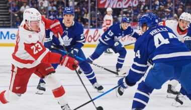 Detroit Red Wings’ Lucas Raymond exits game vs. Maple Leafs with upper-body injury