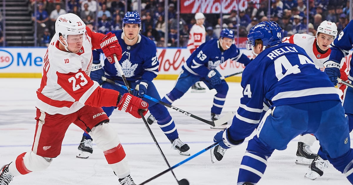 Detroit Red Wings’ Lucas Raymond exits game vs. Maple Leafs with upper-body injury