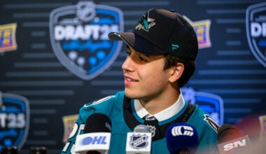 San Jose Sharks forward Michael Misa at the 2025 NHL Draft