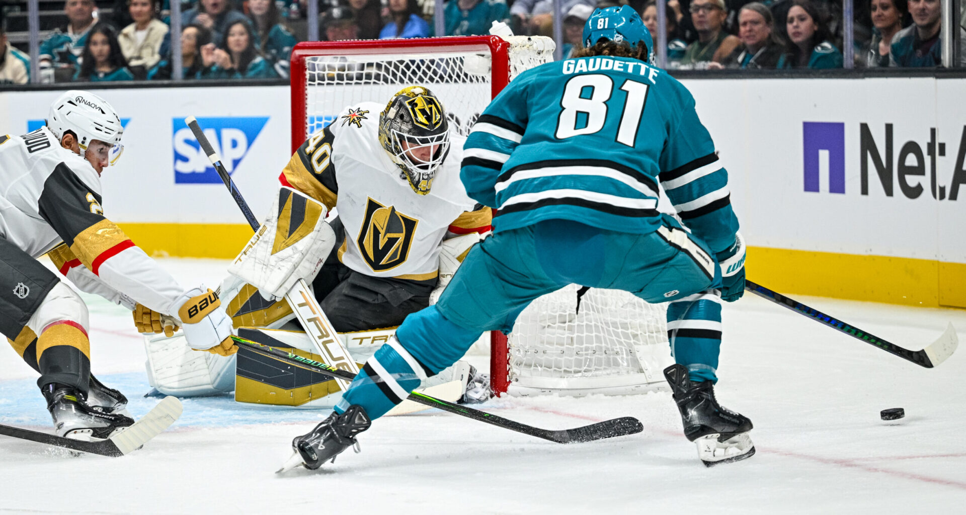 San Jose Sharks forward Adam Gaudette