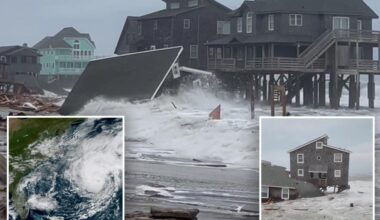 Multiple North Carolina homes crumble into ocean as Hurricanes Humberto, Imelda roared off Atlantic shore
