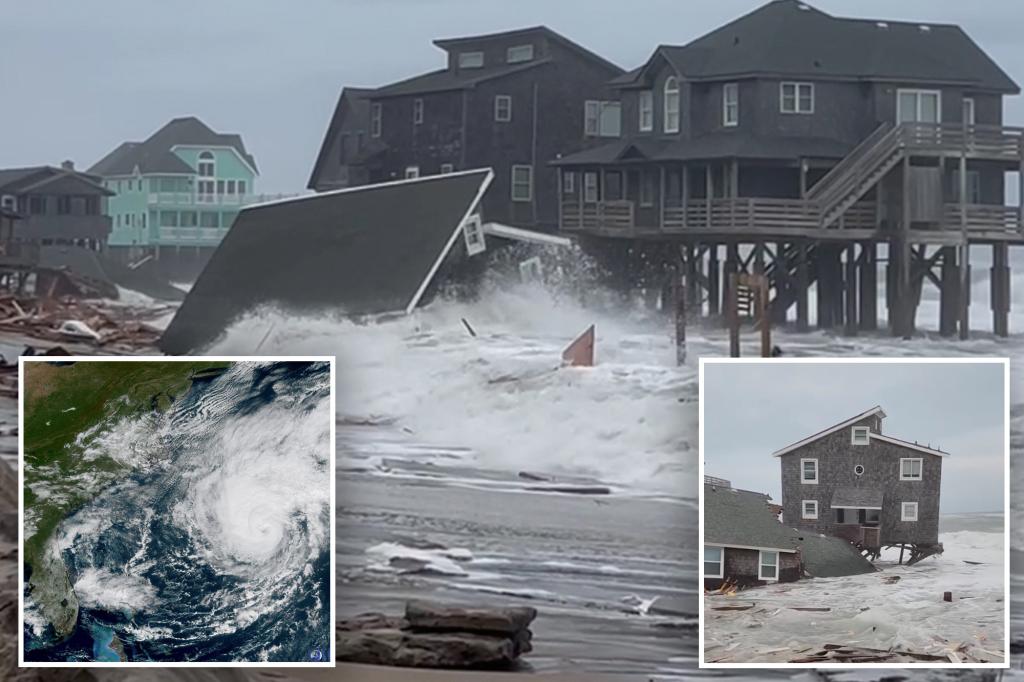 Multiple North Carolina homes crumble into ocean as Hurricanes Humberto, Imelda roared off Atlantic shore